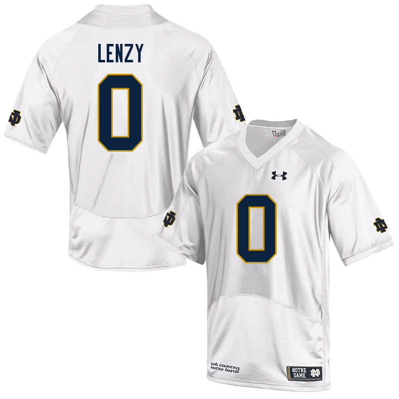 Men's NCAA Notre Dame Fighting Irish #0 Braden Lenzy Stitched College Under Armour Authentic White Football Jersey RG10S23GM